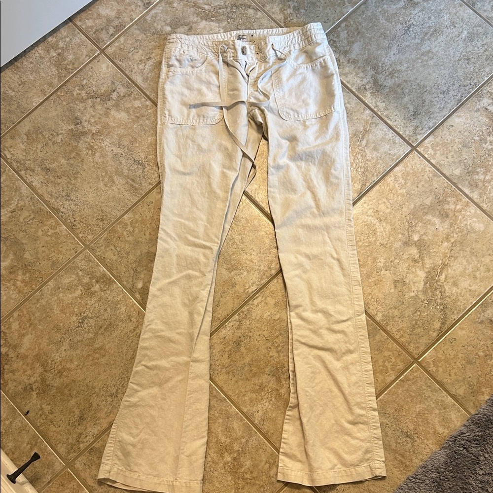Women’s American Eagle Outfitters Cream Drawstring Pants size 2 X-Long